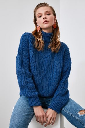 Women’s Navy Knit Detailed Sweater