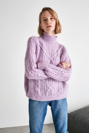 Women’s Lilac Knit Detailed Sweater