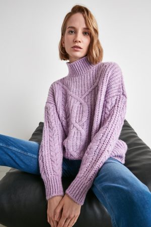 Women’s Lilac Knit Detailed Sweater