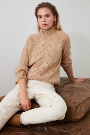 Women’s Beige Knit Detailed Sweater