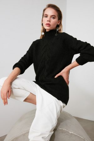 Women’s Black Knit Detailed Sweater