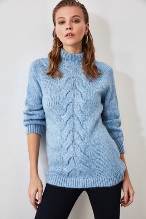 Women’s Blue Knit Detailed Sweater