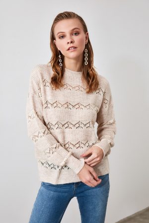 Women’s Beige Knitwear Sweater