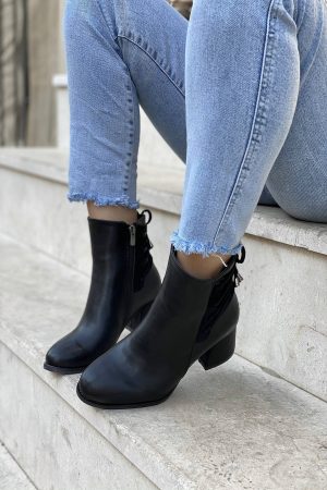 Women’s Black Rope Zipper Boot
