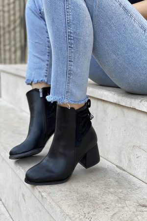 Women’s Black Rope Zipper Boot