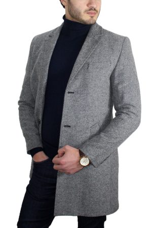 Men’s Gray V Neck Cachet Coat