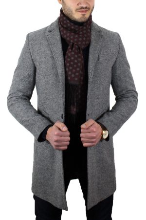 Men’s Gray V Neck Cachet Coat