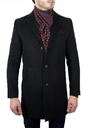 Men’s Black V Neck Cachet Coat
