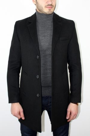 Men’s Black V Neck Cachet Coat