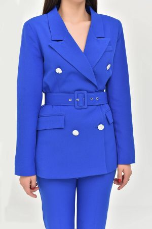 Women’s Navy Blue Belted Suit