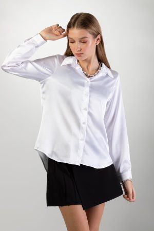 Women’s White Satin Shirt