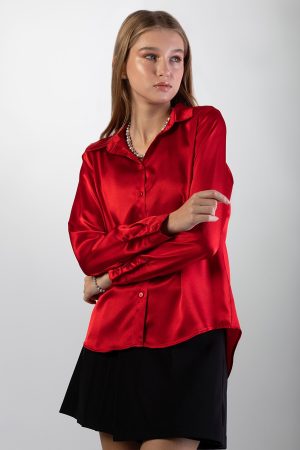 Women’s Red Satin Shirt
