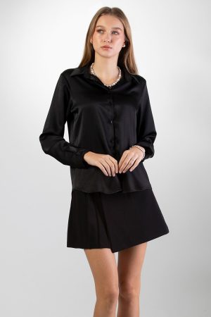 Women’s Black Satin Shirt