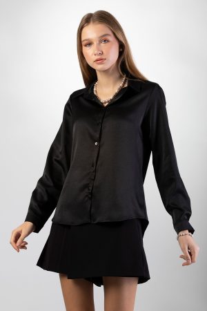 Women’s Black Satin Shirt