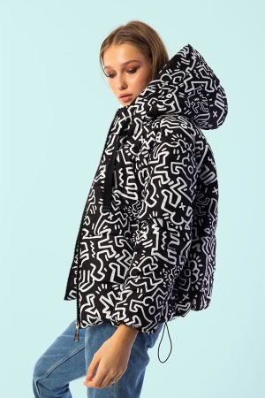 Women’s Patterned Hooded Inflatable Coat