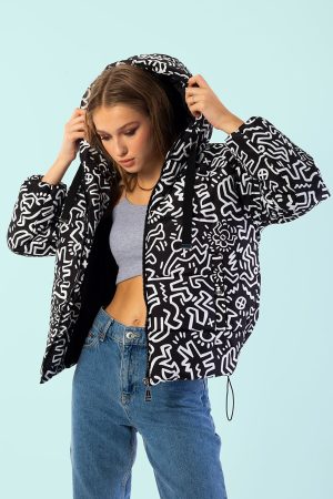 Women’s Patterned Hooded Inflatable Coat