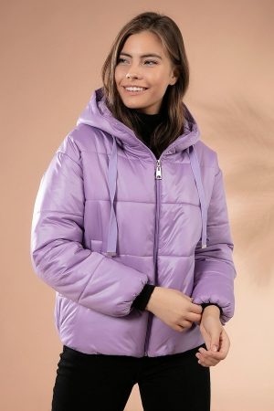 Women’s Purple Hooded Zipper Jacket