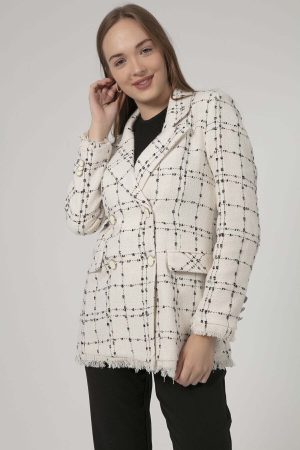 Women’s White Plaid Jacket