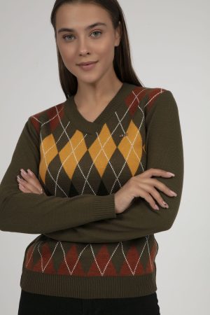Women’s Green Patterned Knitwear Sweater