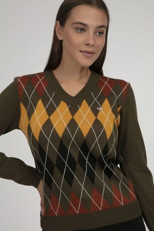 Women’s Green Patterned Knitwear Sweater