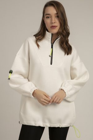 Women’s White Raised Oversize Sweatshirt