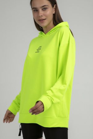 Women’s Green Zipper Detailed Hoodie Sweatshirt