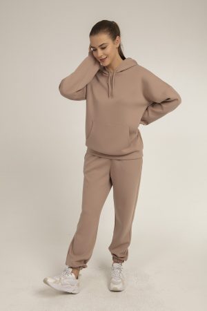 Women’s Beige Hoodie Tracksuit Set