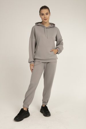 Women’s Gray Hoodie Tracksuit Set