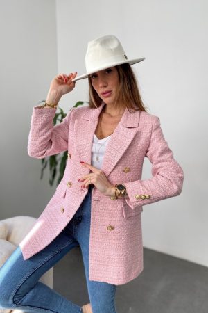 Women’s Gold Button Double Breasted Rose Jacket