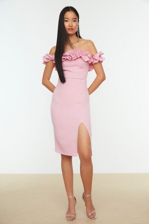 Women’s Pink-Lilac Collar Detailed Dress