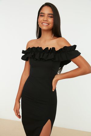 Women’s Black Collar Detailed Dress