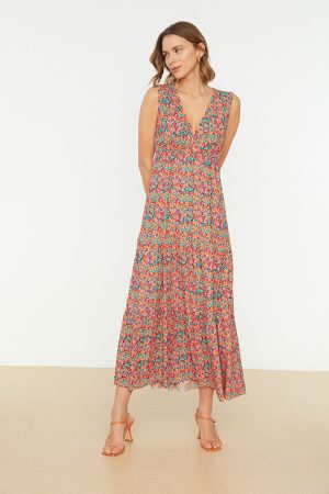 Women’s Multicolor Printed Sleeveless Knitted Dress