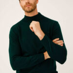 Dark Green Half Turtleneck Sweater